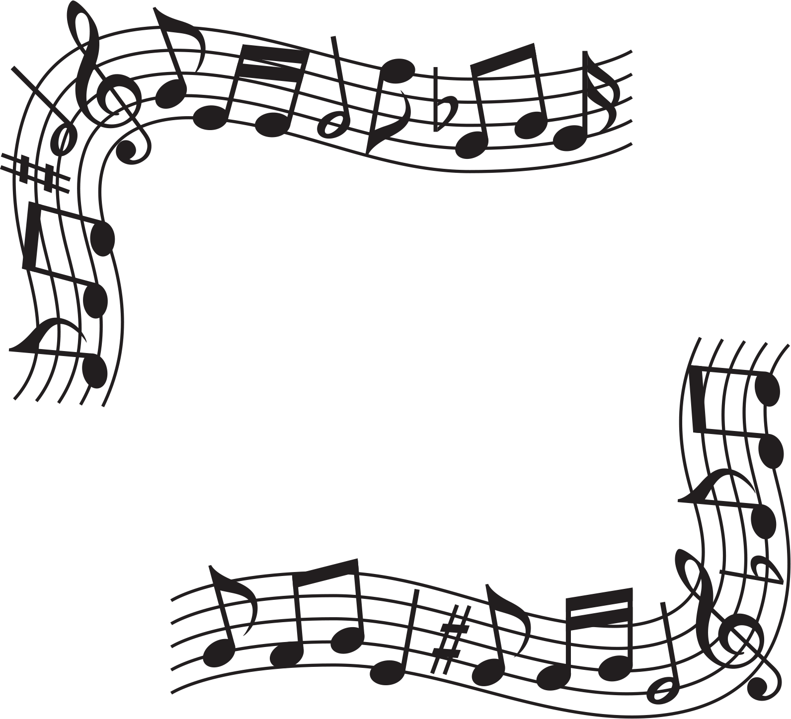 フレーム 囲い枠のイラストno 137 音符フレーム ｌ字型 無料のフリー素材集
