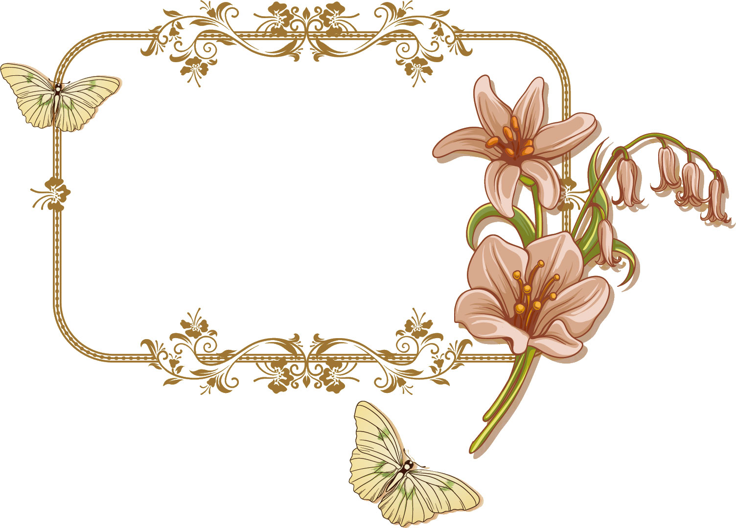フレーム 囲い枠のイラストno 557 花と蝶のフレーム 無料のフリー素材集