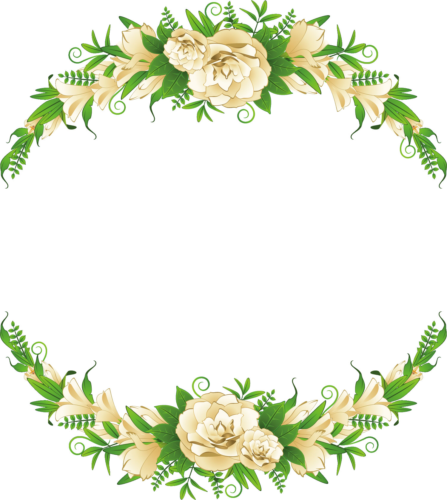 フレーム・囲い枠のイラストNo.563『白い花のフレーム』／無料のフリー