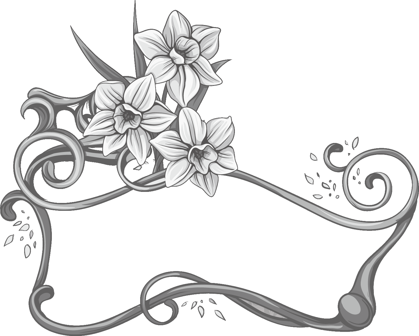 フレーム 囲い枠のイラストno 5 花の白黒フレーム 無料のフリー素材集