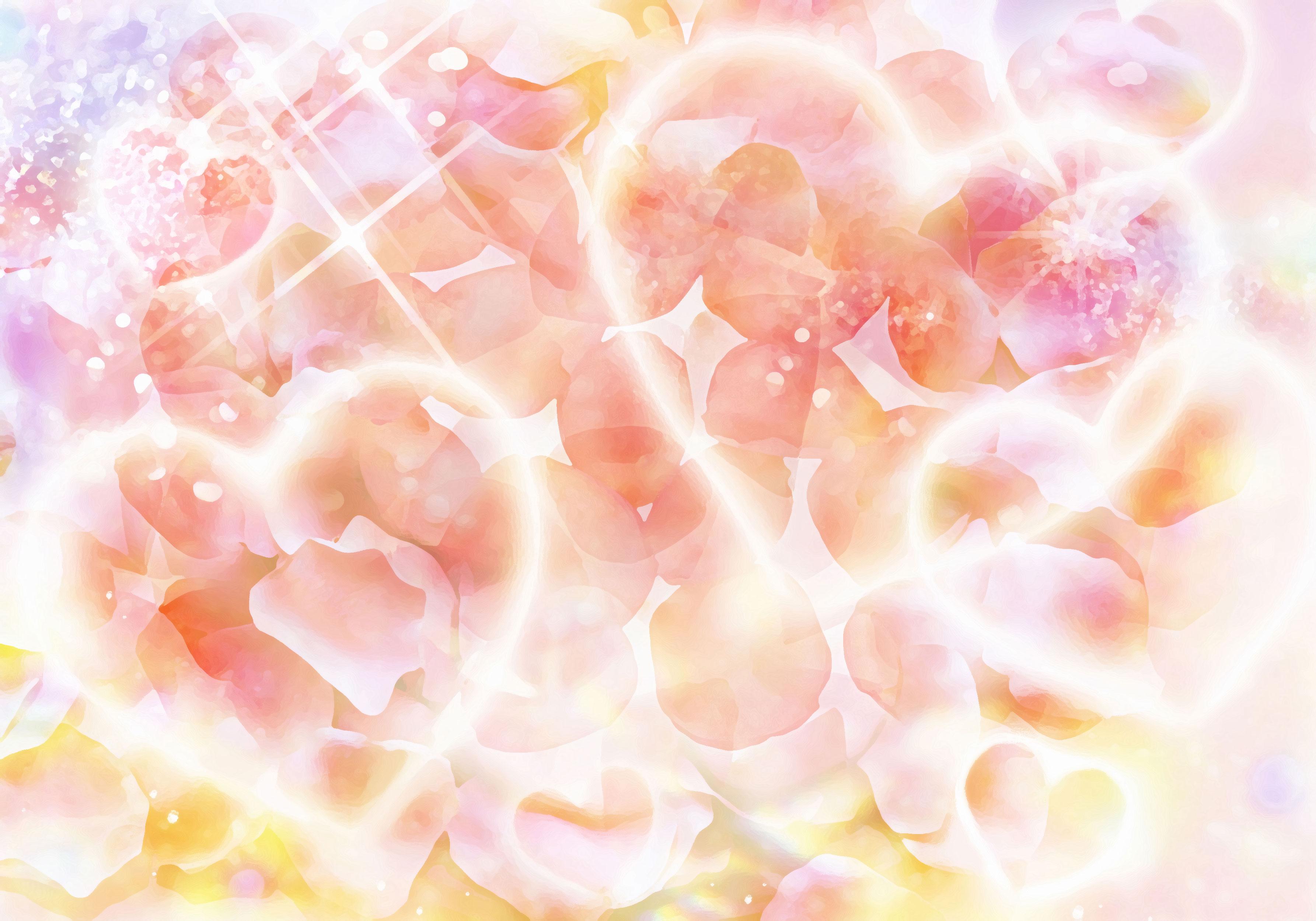ハートデザインの壁紙・背景素材／無料画像No.015『ピンクの花びら・ハート』