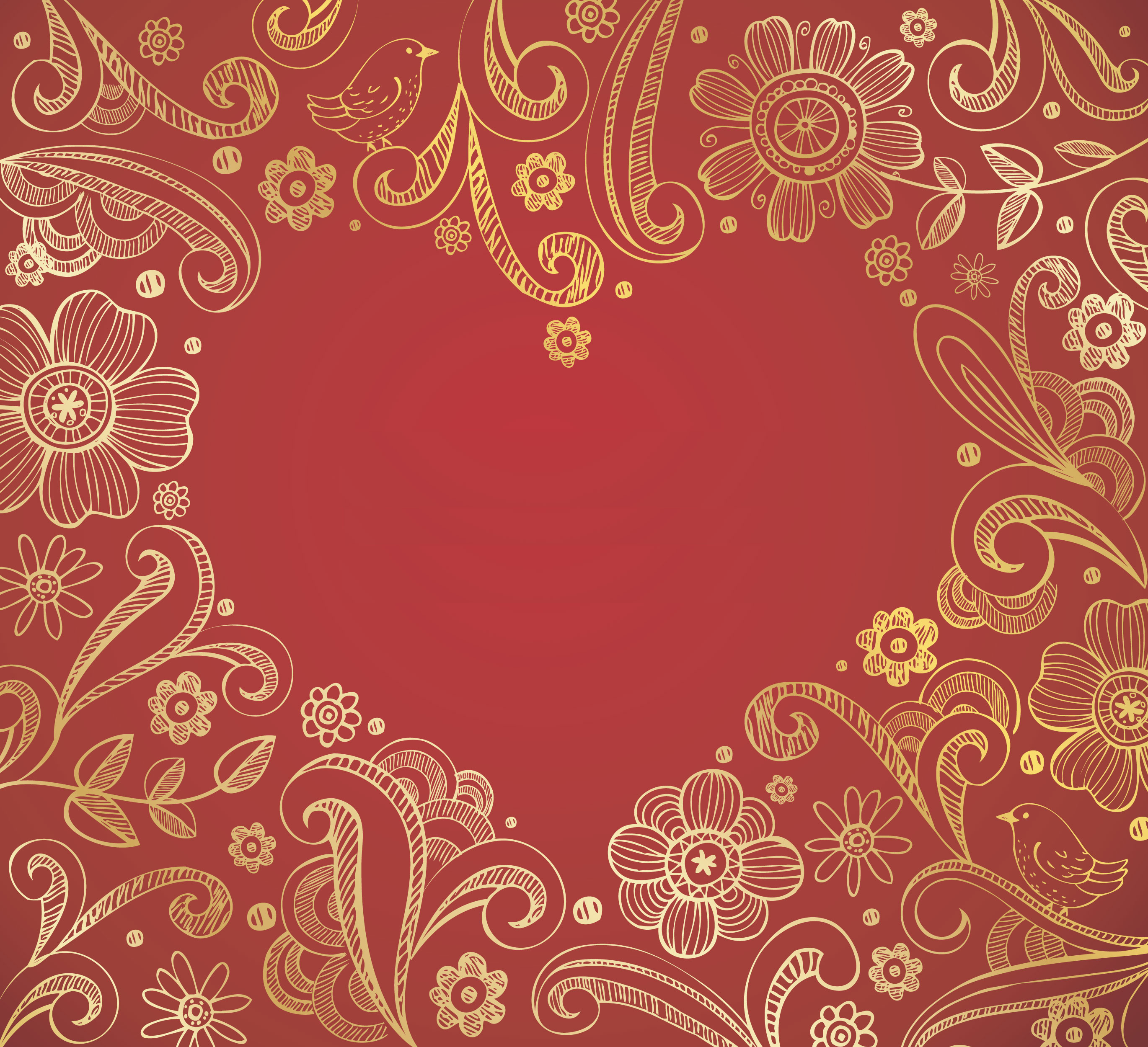 ハートデザインの壁紙 背景素材 無料画像no 017 ハート型 赤 金色ライン