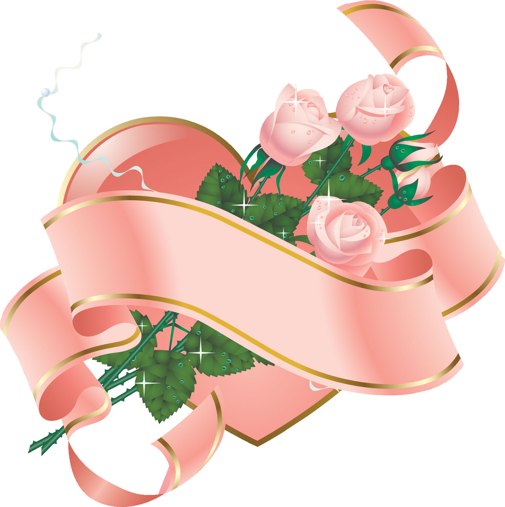 ハートのイラスト 画像 無料素材no 468 ピンクのバラとリボン