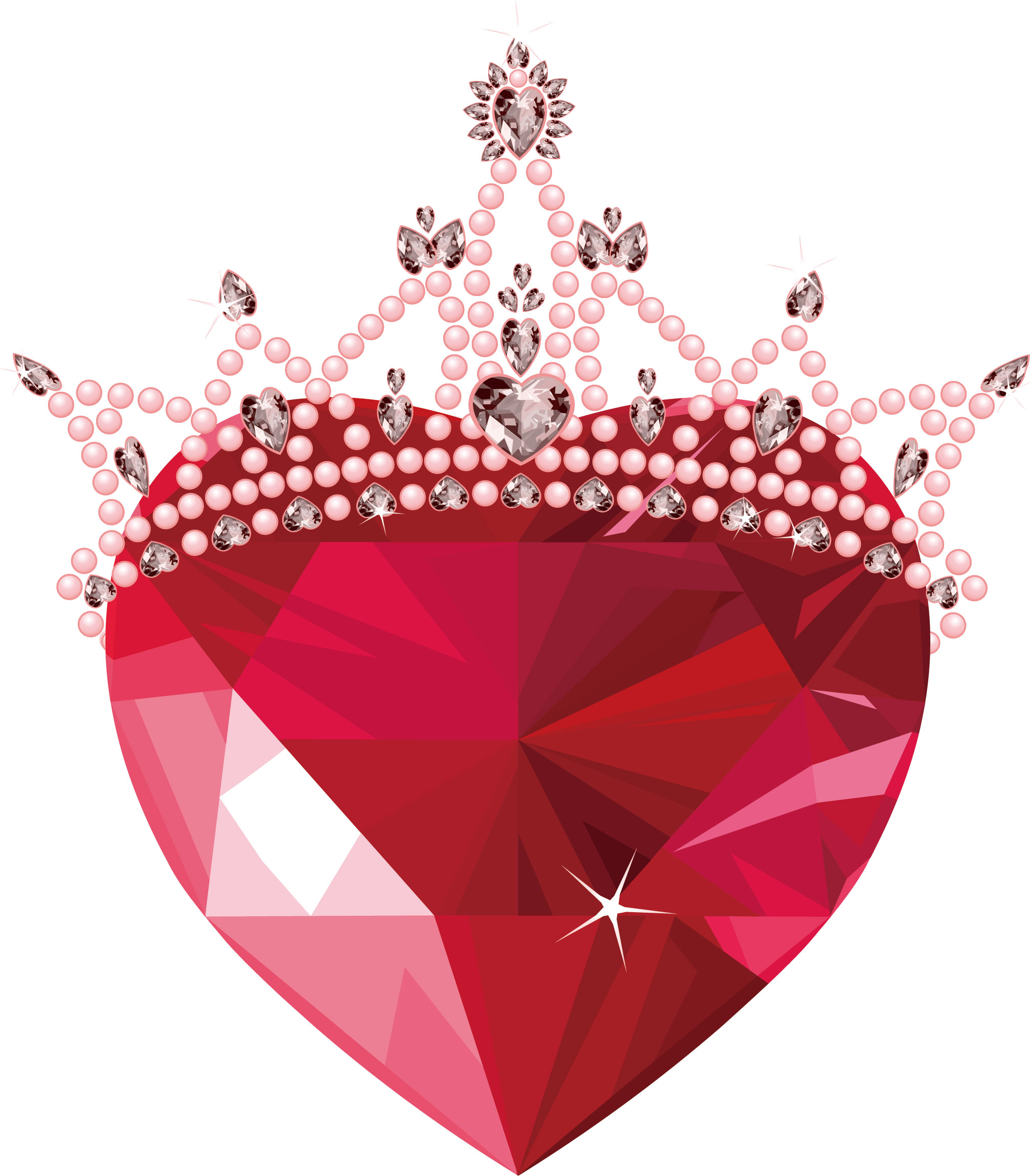 ハートマークの見本-赤い宝石・王冠