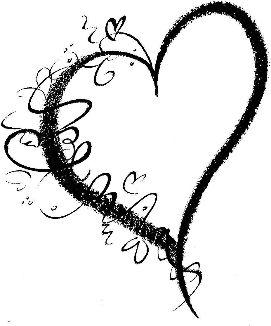 白黒ハートのイラスト 画像 無料素材no 170 手書き風 筆跡