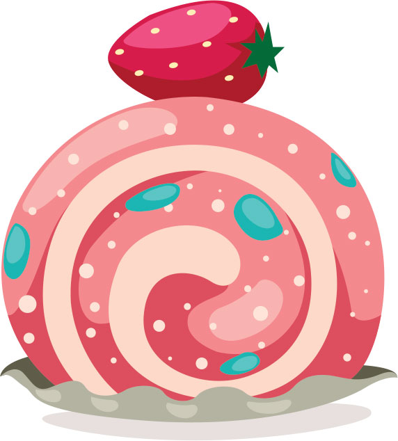 画像サンプル-イチゴのロールケーキ