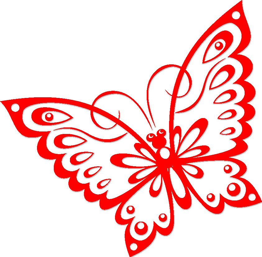 寄せ書きデザイン - イラスト素材「コミカルな蝶-赤」