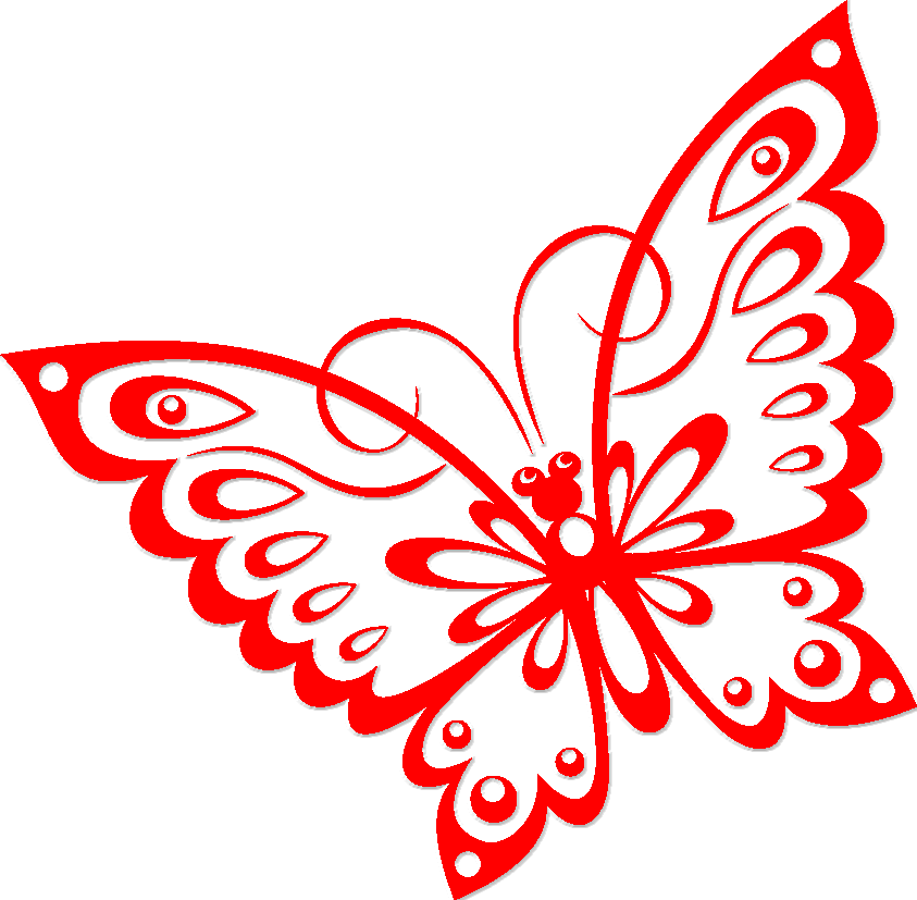 寄せ書きデザイン イラスト素材 コミカルな蝶 赤