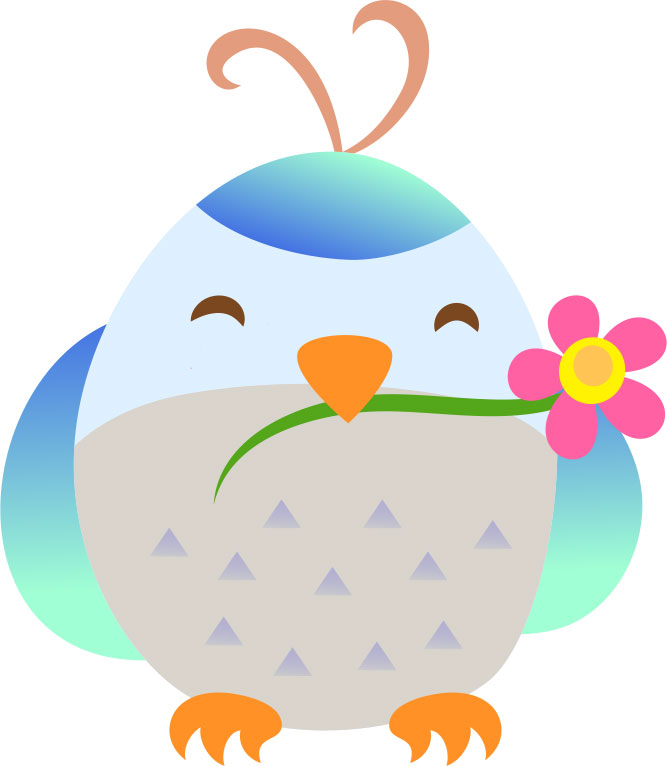 画像サンプル-花をくわえた青い鳥