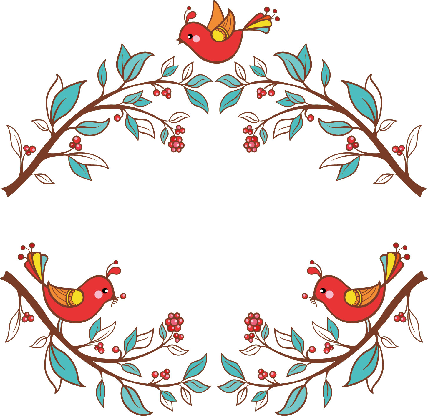 フレームのイラストno 21 木枝と鳥のフレーム 無料のフリー素材集