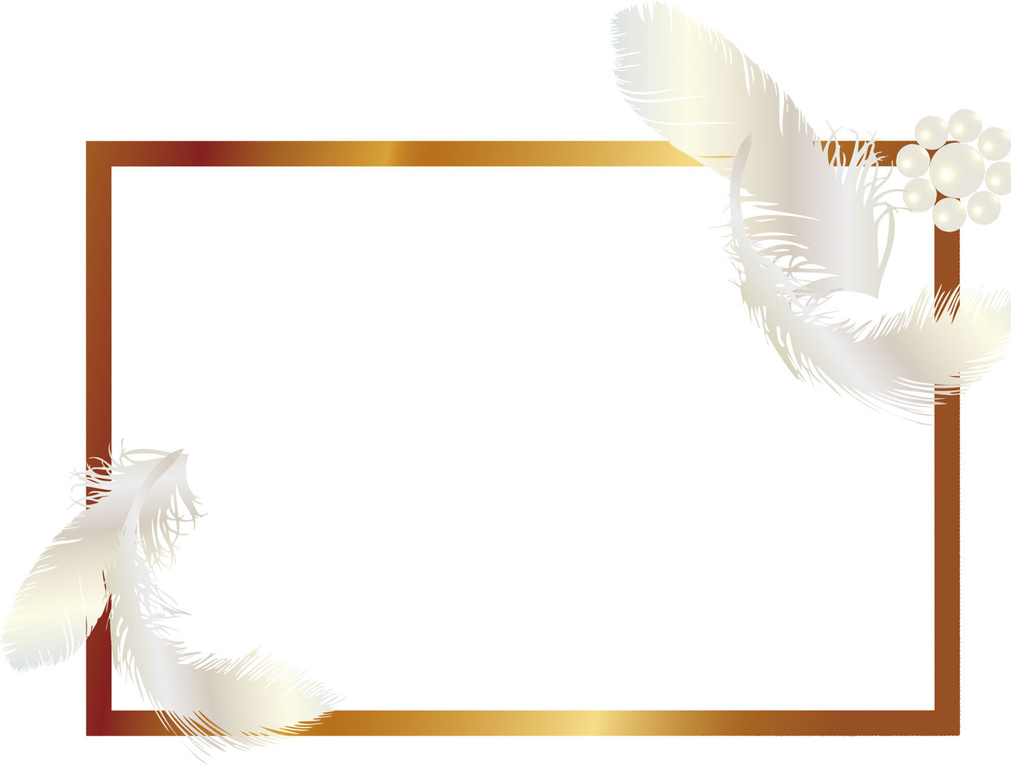 フレームのイラストno 57 金色フレーム 白い羽 無料のフリー素材集