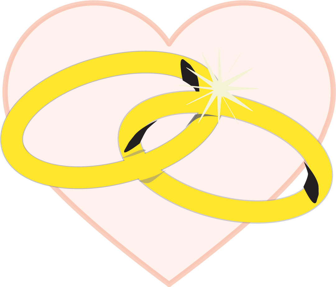 寄せ書きイラスト素材「結婚指輪とハートマーク」