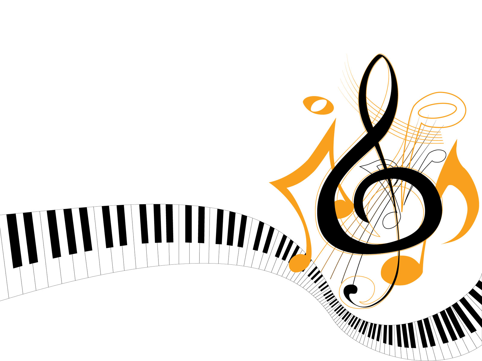 音楽・音符イラスト素材「ピアノの鍵盤と音符」