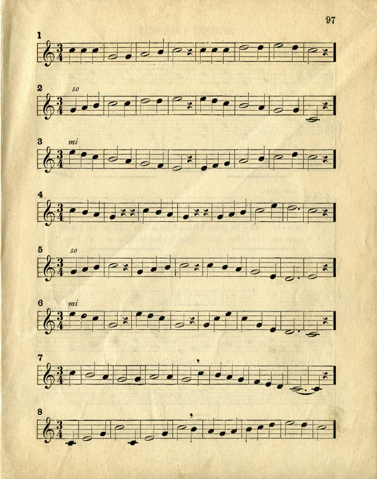 音符イラスト 古めの楽譜 無料のフリー素材