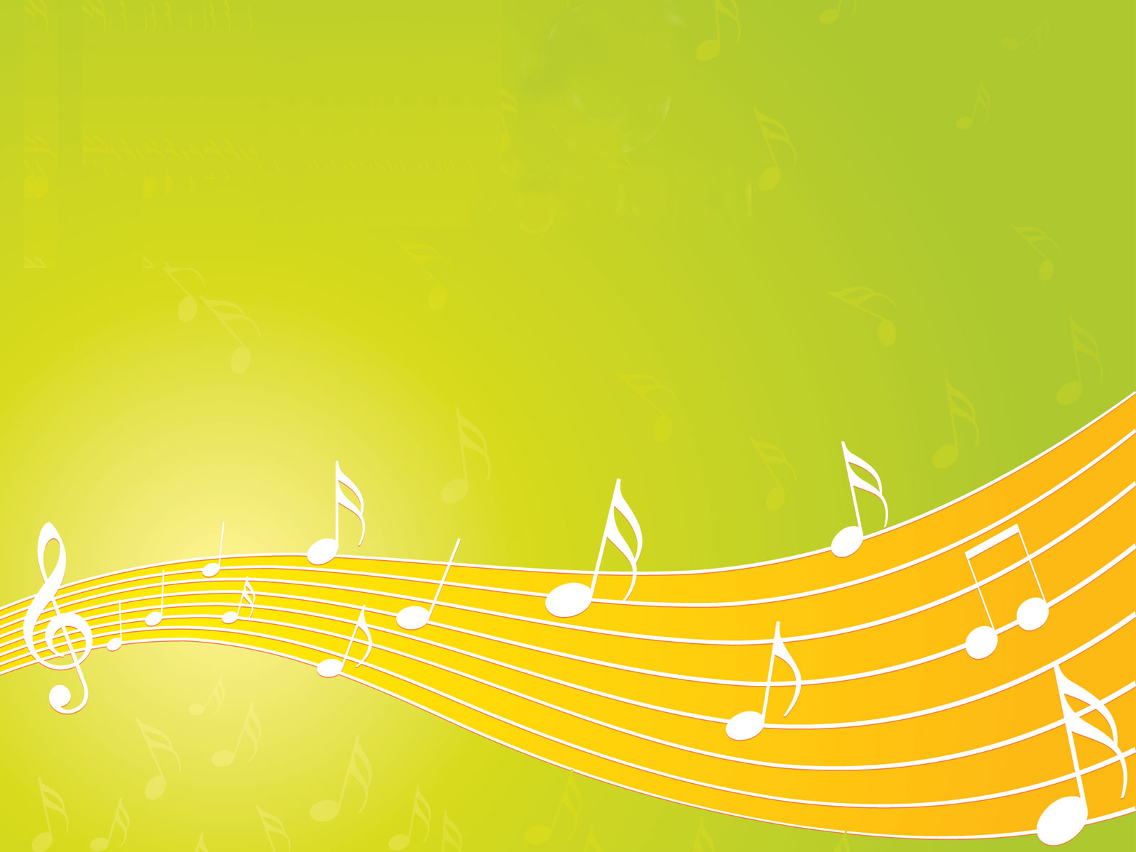 音符イラスト 流れる楽譜 黄緑 無料のフリー素材