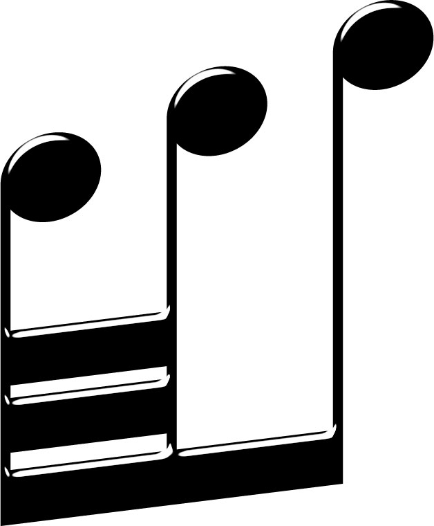 音楽・音符イラスト素材「音符（３連符-逆さ）」