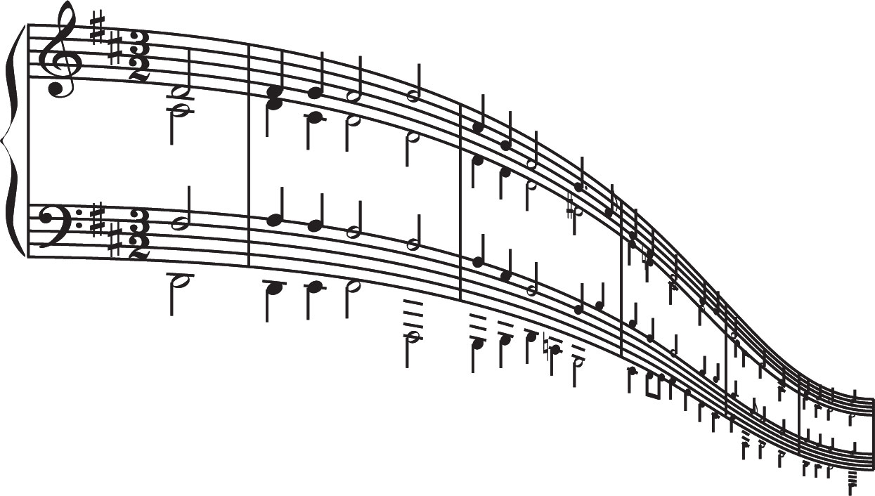 音楽・音符イラスト素材「流れる楽譜３」