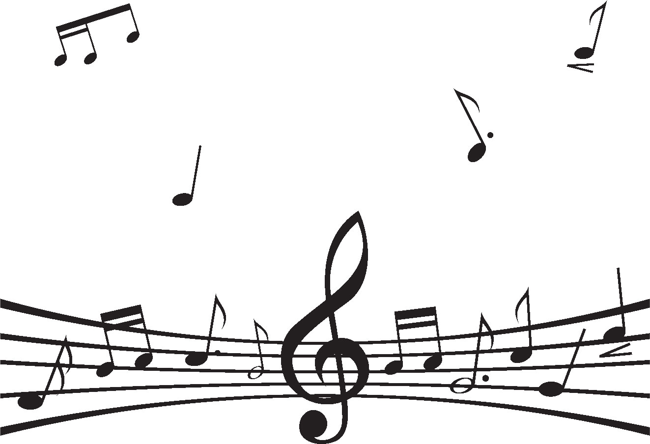 音楽・音符イラスト素材「リズミカルな音符と楽譜」