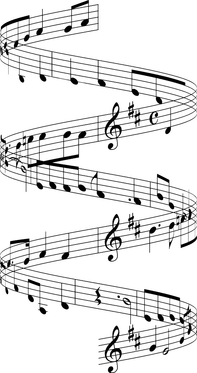 音楽・音符イラスト素材「流れる音符と音楽記号２」