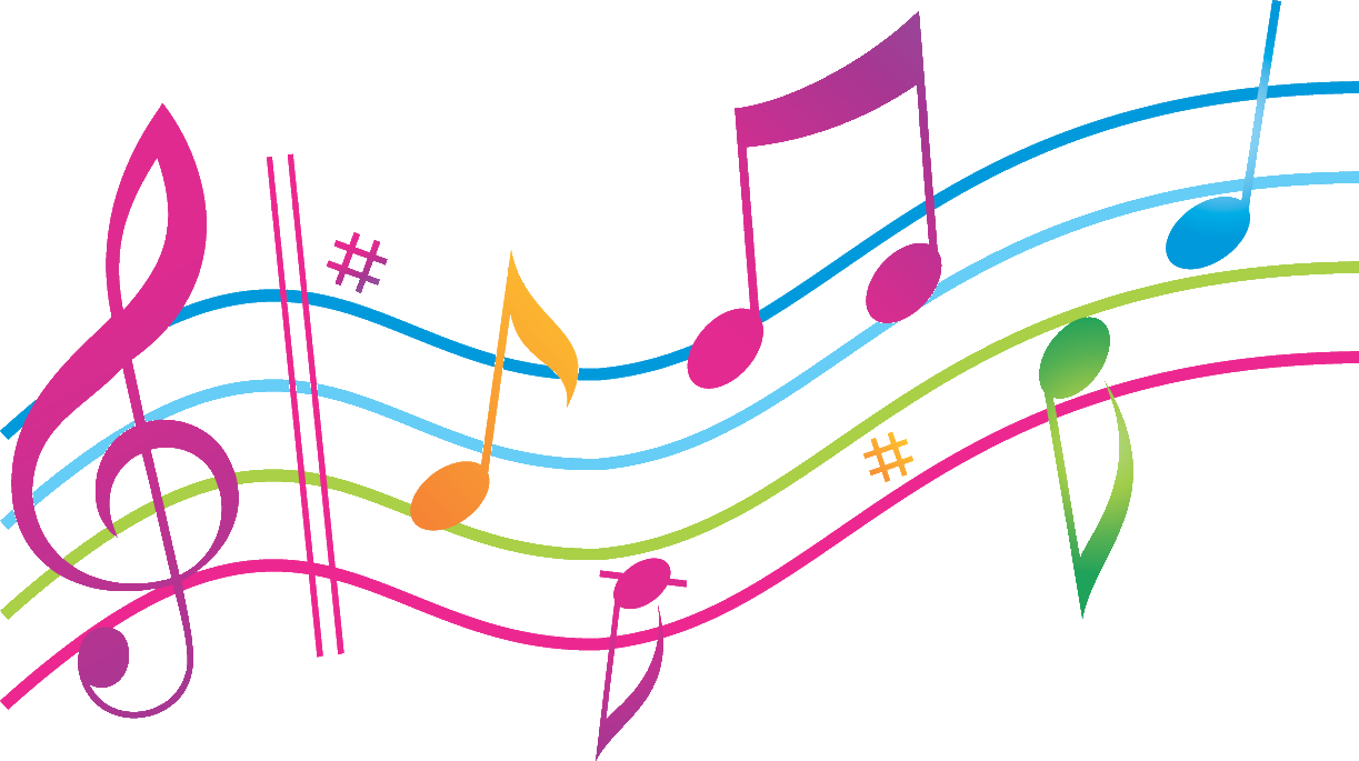 音符イラスト 流れる楽譜 カラフル 無料のフリー素材