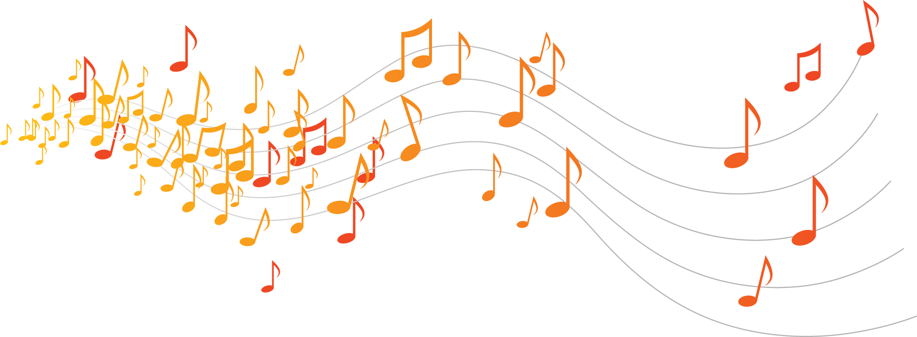 音符イラスト 流れる音符 暖色 無料のフリー素材