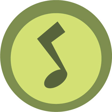音楽・音符イラスト素材「緑の音符アイコン」