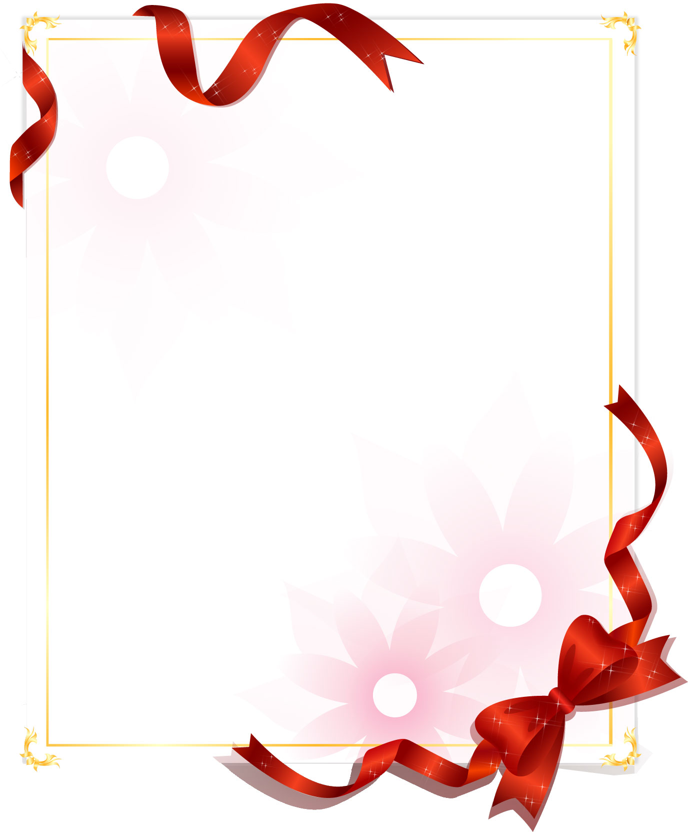 リボンのフレーム枠イラスト 無料素材no 081 赤いリボンと花柄