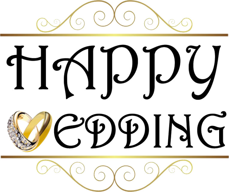 文字イラスト素材「Happy Wedding-指輪」