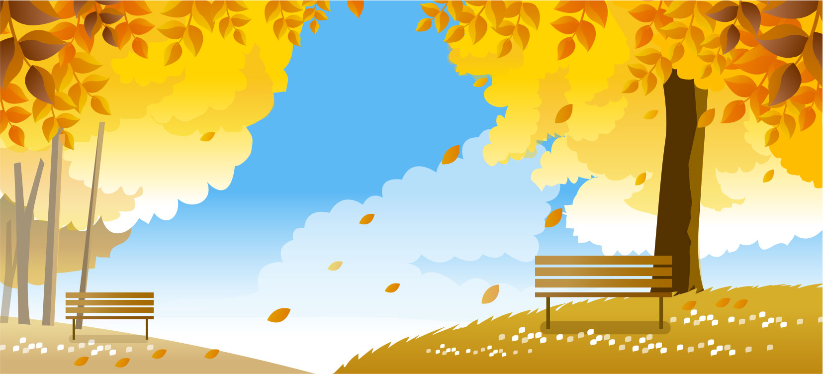 秋のイラストno 2 落葉の公園 無料のフリー素材集 花鳥風月