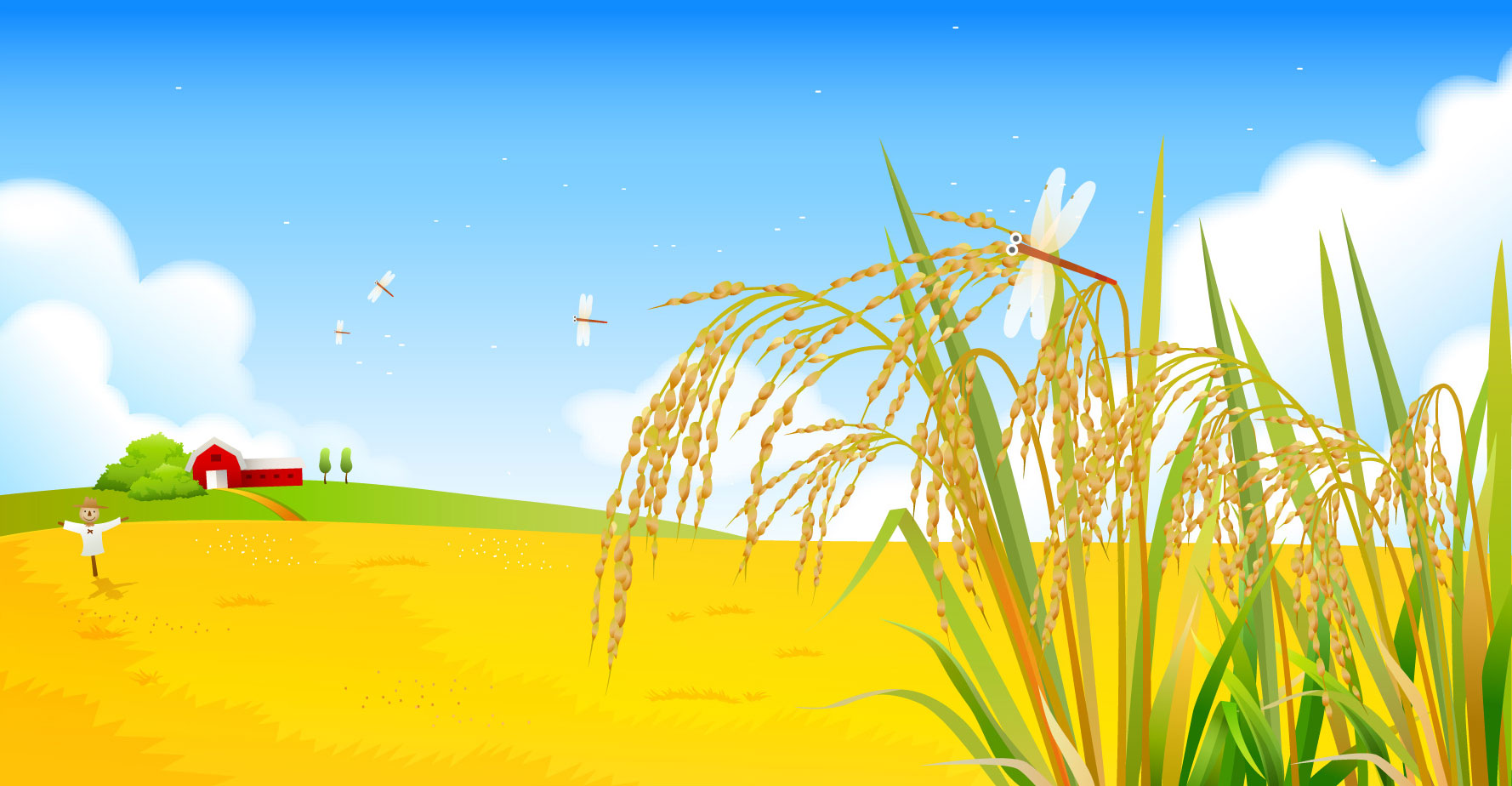 Мультяшное поле пшеницы