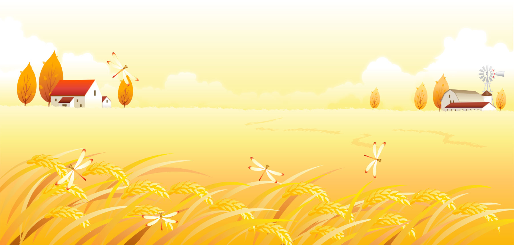 秋のイラストno 2 稲穂畑とトンボ 無料のフリー素材集 花鳥風月