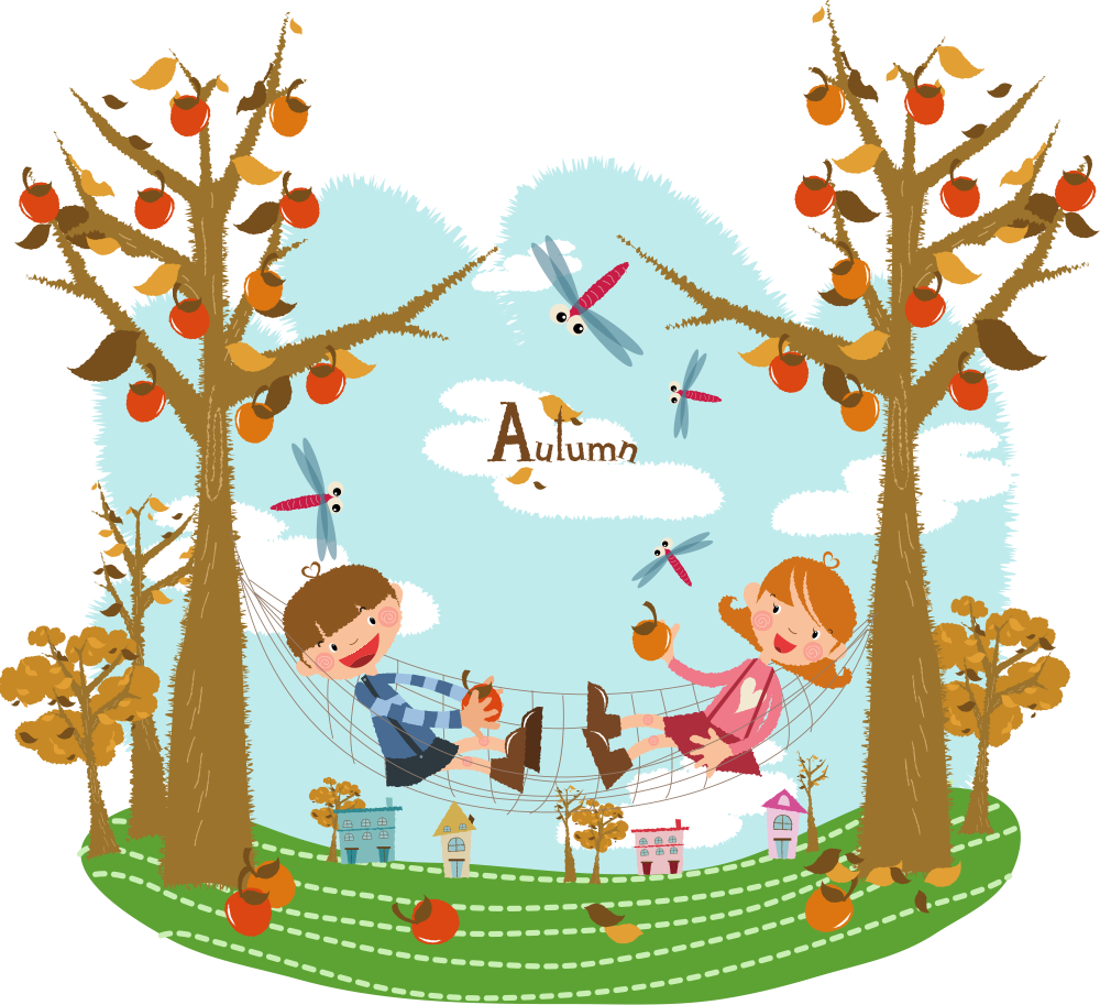 秋のイラストno 248 ハンモックの子ども 無料のフリー素材集 花鳥風月
