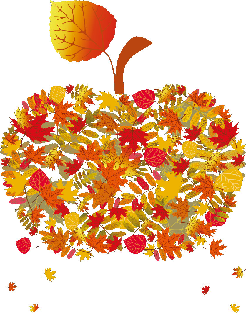 秋のイラストno 159 リンゴ型の紅葉 無料のフリー素材集 花鳥風月