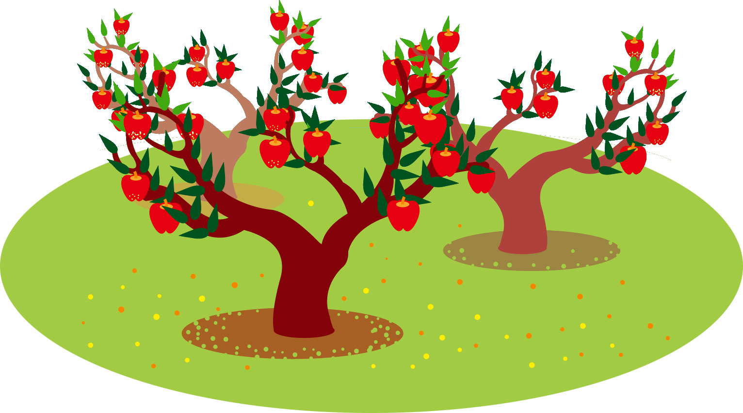 秋のイラストno 467 リンゴの木 畑 無料のフリー素材集 花鳥風月