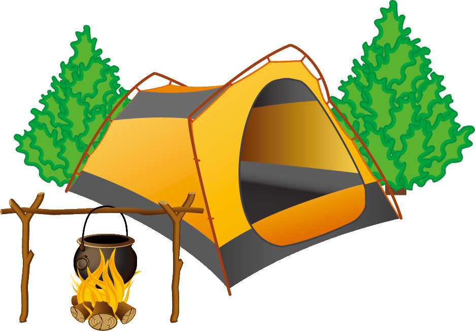 キャンプのイラストno 46 テントと野外炊飯 無料のフリー素材集 花鳥風月