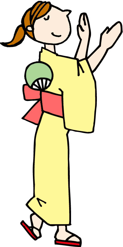 お祭りのイラストno 18 盆踊り 浴衣の女性 無料のフリー素材集 花鳥風月