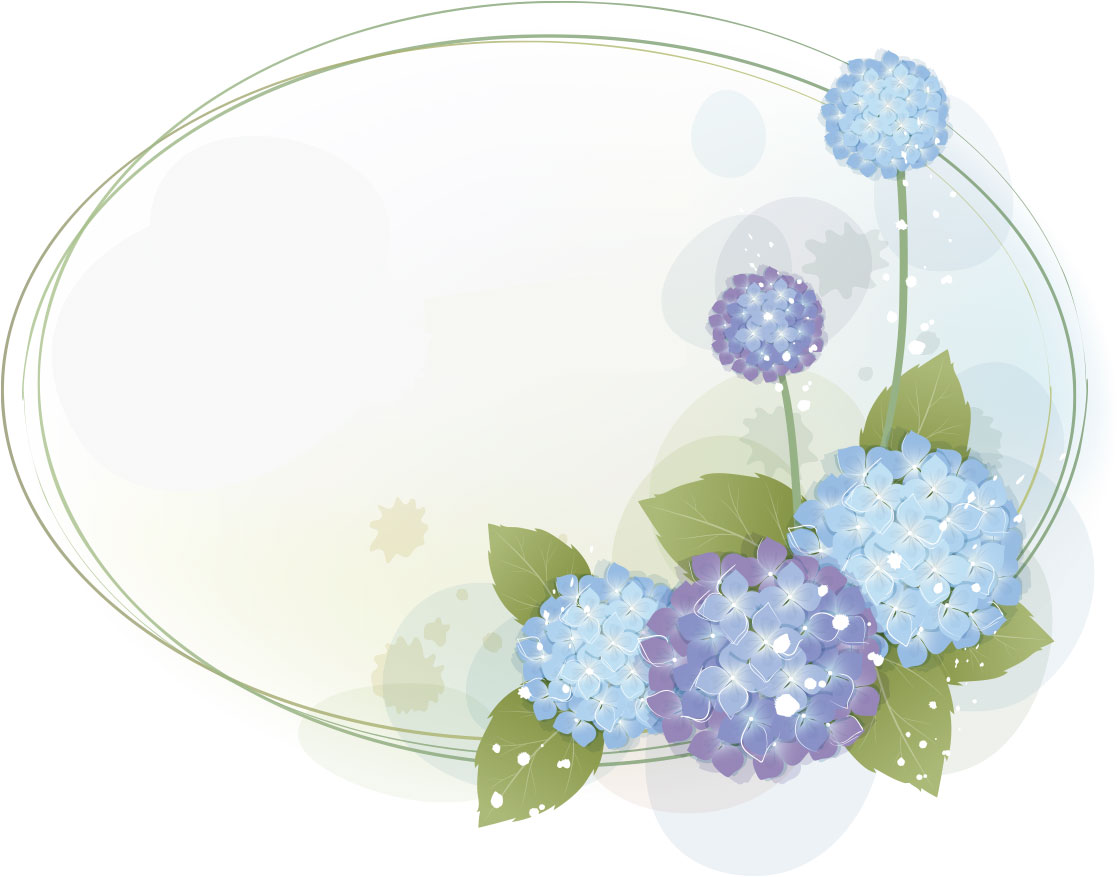 ６月のイラストno 076 あじさいフレーム 無料のフリー素材集 花鳥風月