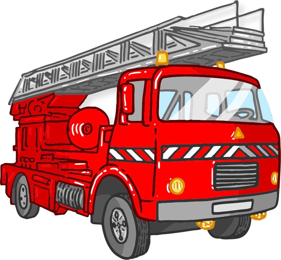 ９月のイラストno 051 消防車 はしご車 無料のフリー素材集 花鳥風月