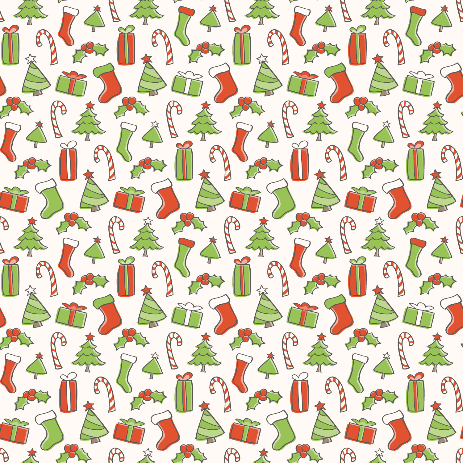 クリスマスのイラストno 224 壁紙 ツリーと小物 無料のフリー素材集 花鳥風月