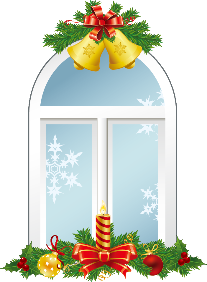 クリスマスのイラストno 162 窓飾り ベル 蝋燭 無料のフリー素材集 花鳥風月