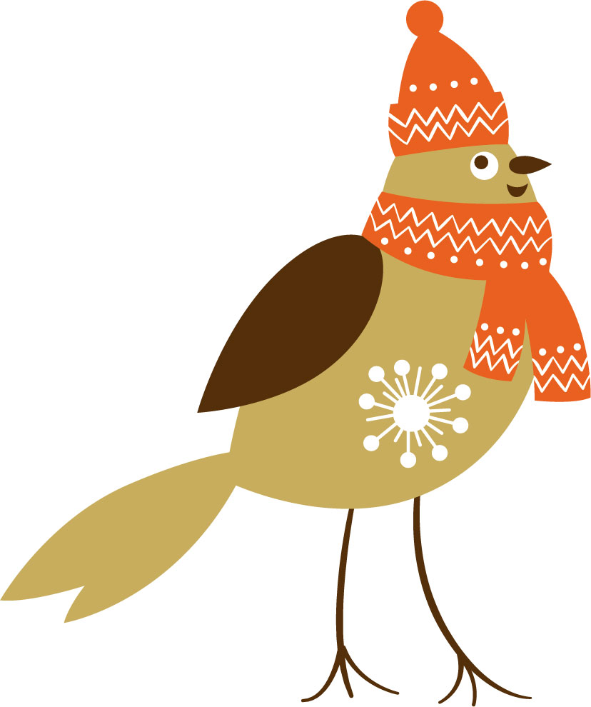 冬のイラストno 67 冬服を着た鳥 無料のフリー素材集 花鳥風月