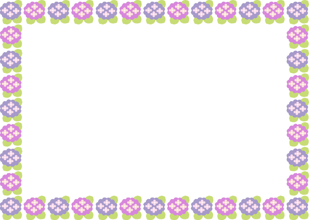 ６月のイラストno 216 フレーム あじさいの花 無料のフリー素材集 花鳥風月