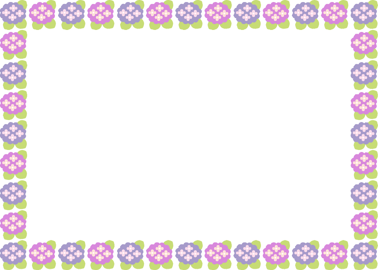 ６月のイラストno 216 フレーム あじさいの花 無料のフリー素材集 花鳥風月