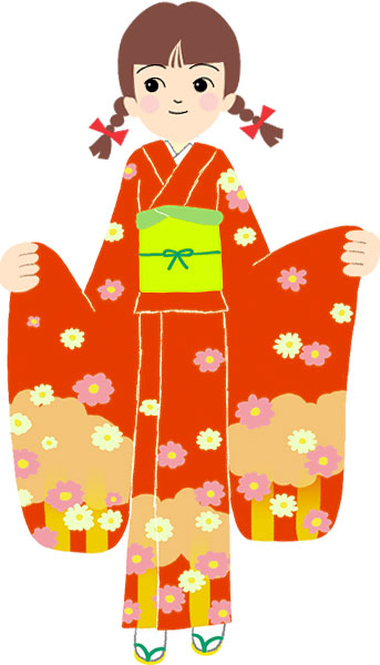 １月のイラストno 054 着物 振袖を着る女性 無料のフリー素材集 花鳥風月