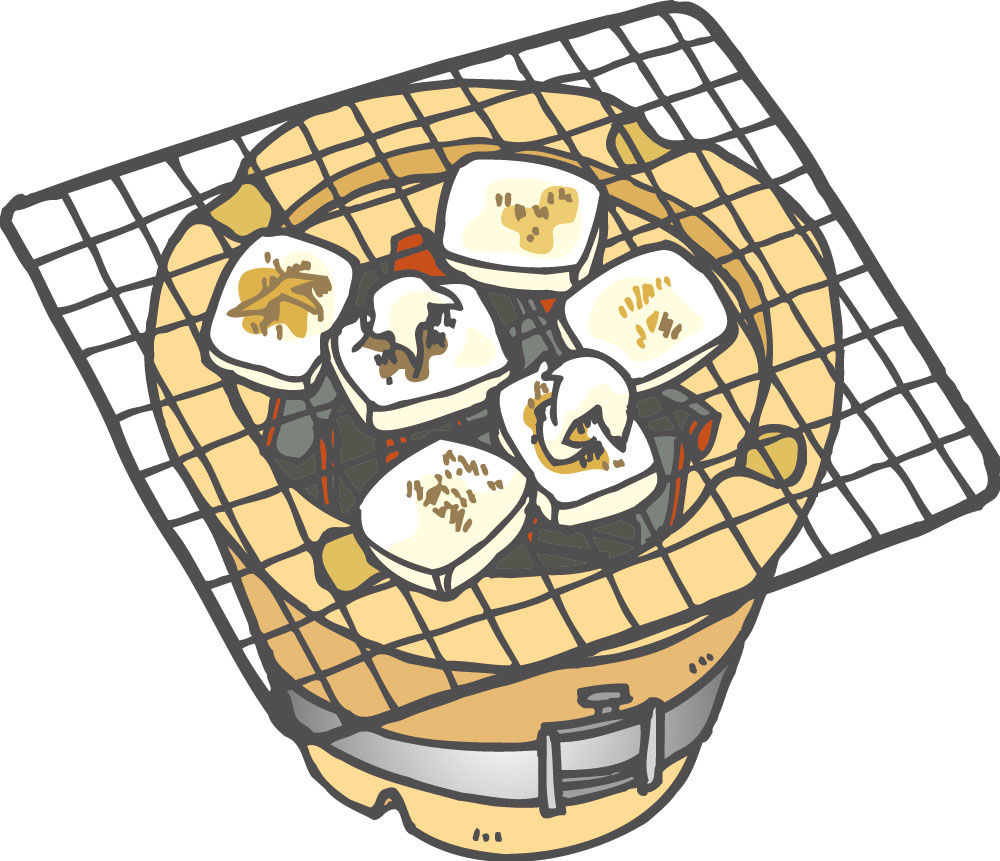 １月のイラストno 071 七輪焼き餅 無料のフリー素材集 花鳥風月
