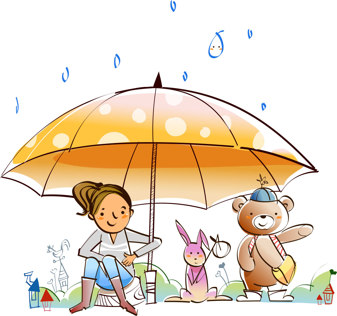 ６月のイラストno 003 大きな傘で雨宿り 無料のフリー素材集 花鳥風月