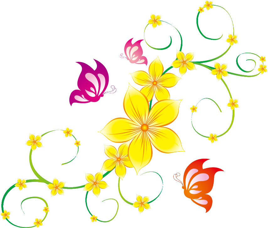 春のイラストno 090 花に群がる蝶々 無料のフリー素材集 花鳥風月