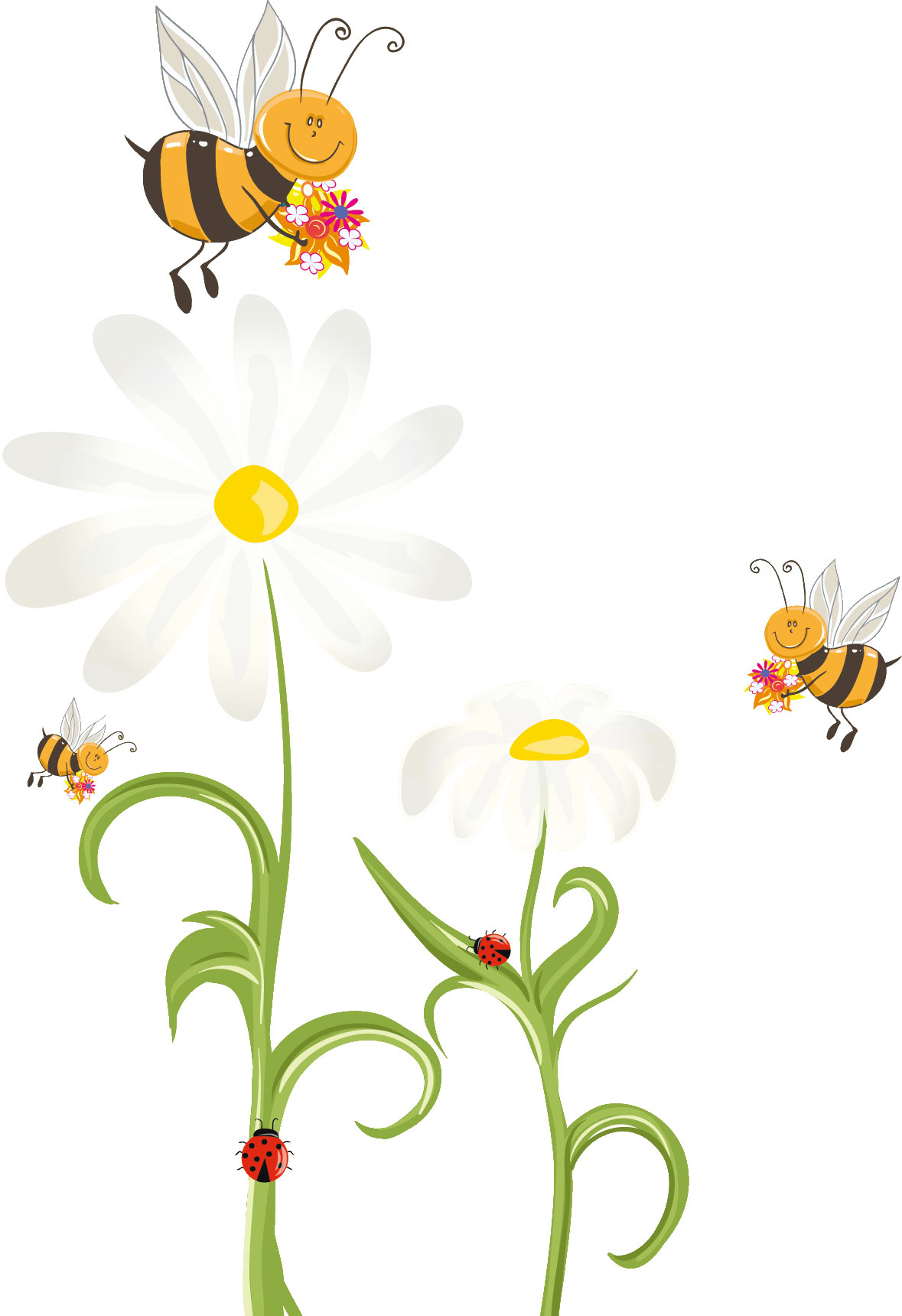 春のイラストno 152 白い花とミツバチ 無料のフリー素材集 花鳥風月