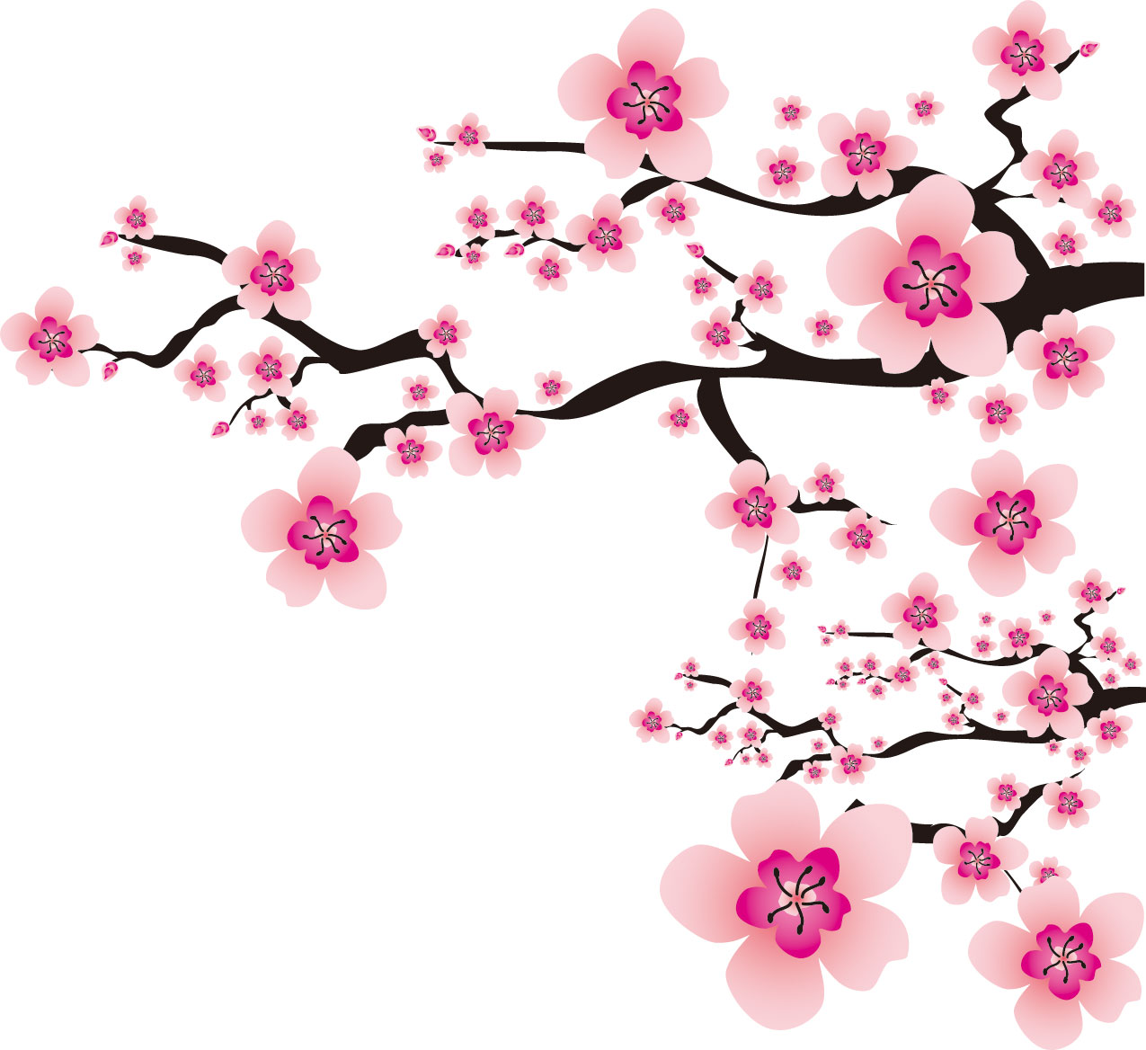 春のイラストno 023 桜の花と木枝 無料のフリー素材集 花鳥風月