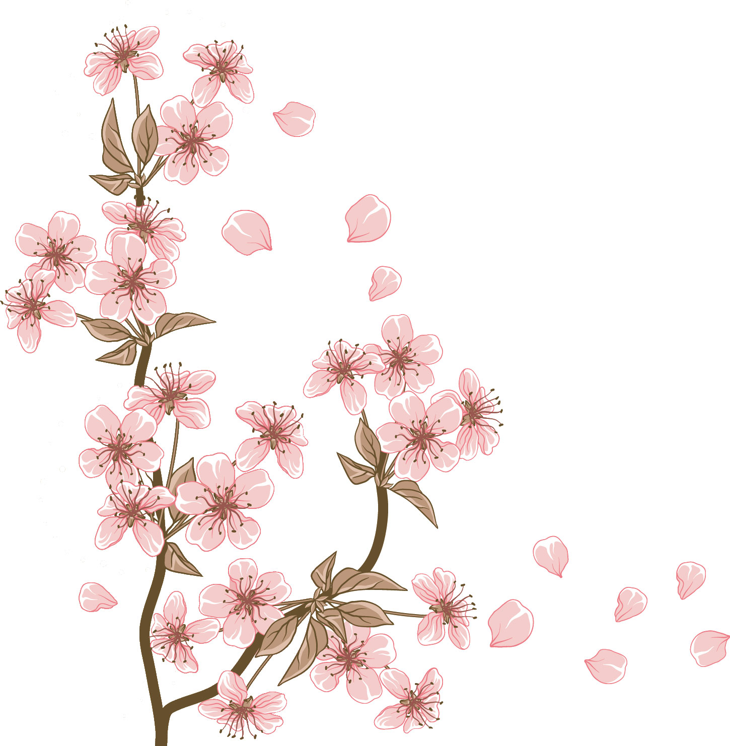 春のイラストno 028 舞い散る桜 無料のフリー素材集 花鳥風月